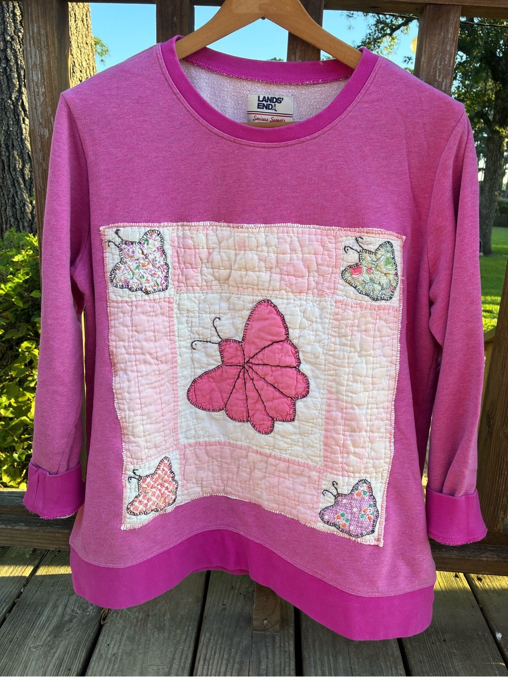 Vintage Quilted Sweatshirt Lg Upcycled Quilted jacket Vintage quilted Butterfly